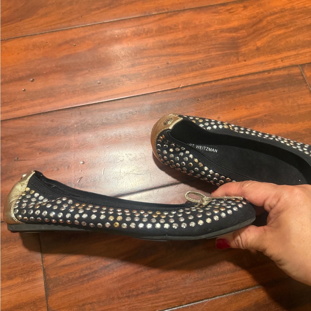 Stuart Weitzman Black Studded Ballet Flats - Picture 8 of 8